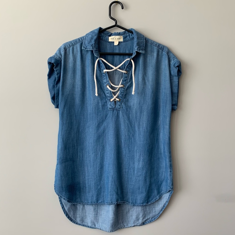 Anthropologie Cloth & Stone Lace Up Denim